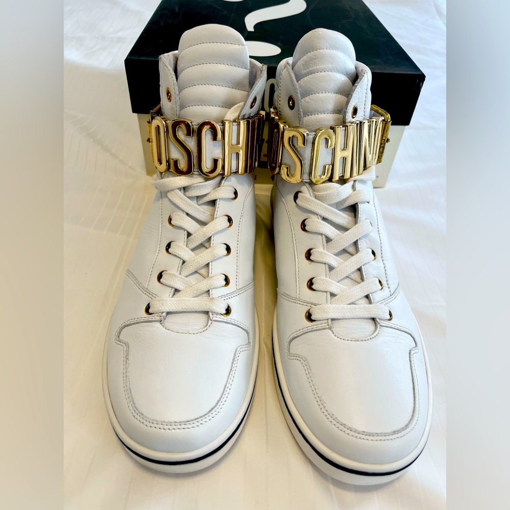 Moschino Men’s luxury sneaker Size 46 - Lightly used with signs of wear.